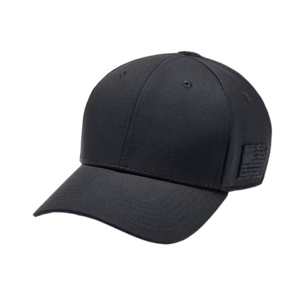 Under Armour Classic Black Fitted Stretch Cap tonal American Flag & Logo L/XL